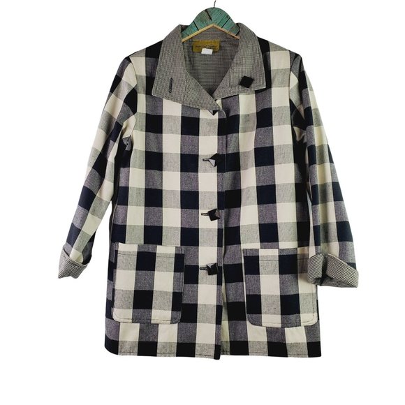 Vtg Painted Pony REVERSIBLE Buffalo Plaid Houndstooth Button-up Jacket USA Sz S - Picture 1 of 9